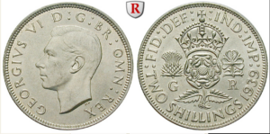 第一次世界大戦中、英国陸軍歩兵の日当は1シリングだった。この硬貨はオーストラリア用にロンドンで鋳造された。ジョージ5世、1シリング、1912年、写真: Münzhandlung Ritter.
